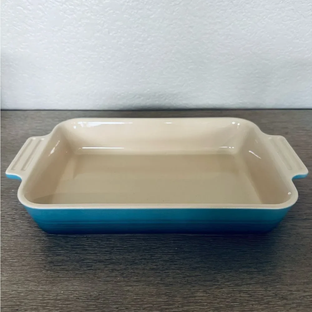 LeCreuset Marine Blue Ombré Ceramic Casserole Rectangular Baking Dish